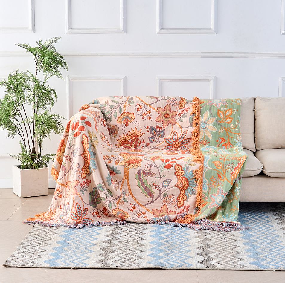 Bora Floral Blanket | 100% Cotton, Bohemian Design 1