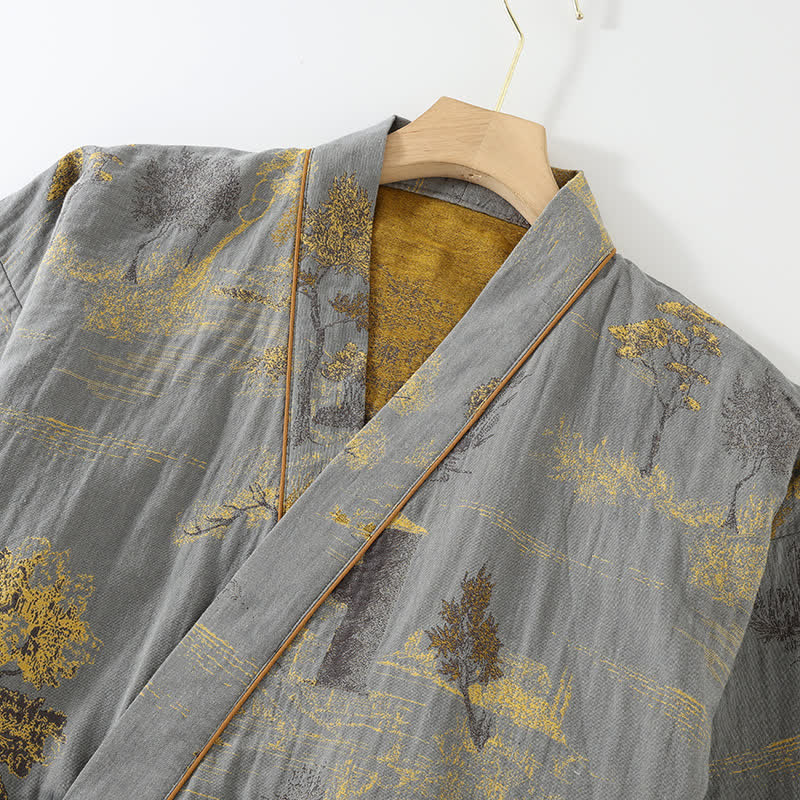 Coco Women's Pajama Set | Cotton Kimono Style with Landscape Print 5