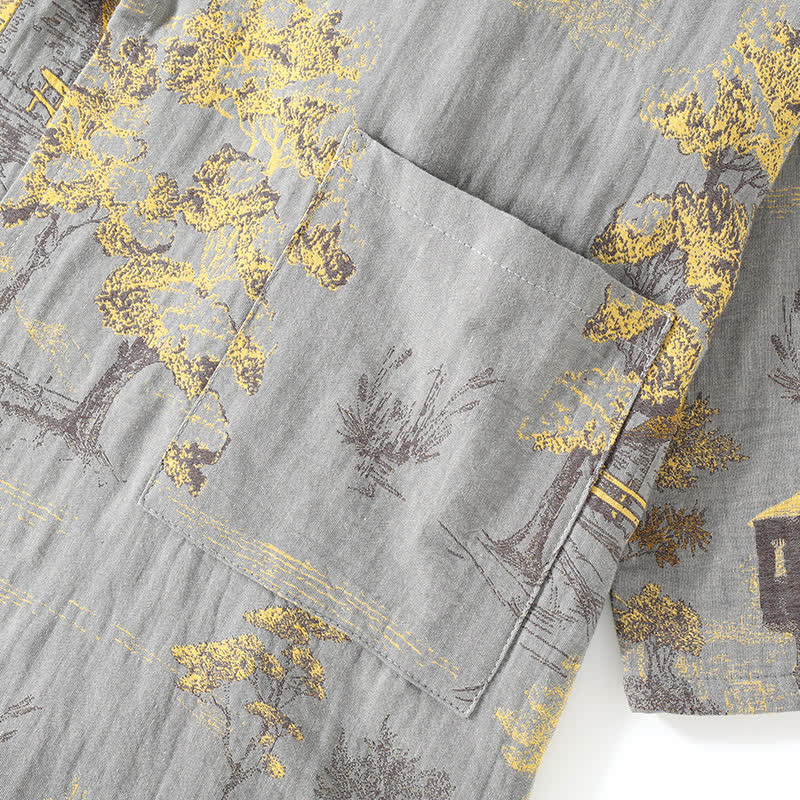 Coco Women's Pajama Set | Cotton Kimono Style with Landscape Print 6