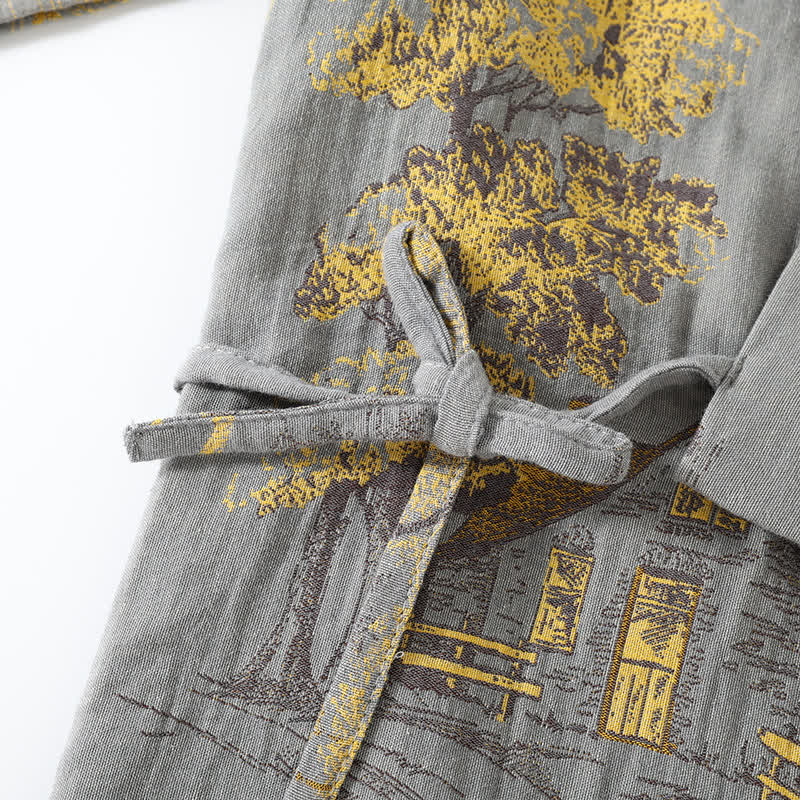 Coco Women's Pajama Set | Cotton Kimono Style with Landscape Print 7
