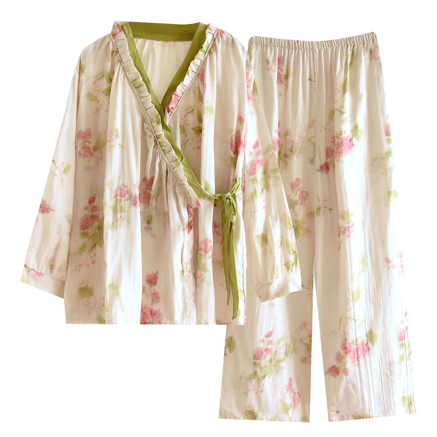 Cora Loungewear Set | Cotton Gauze, Peony Pattern 1