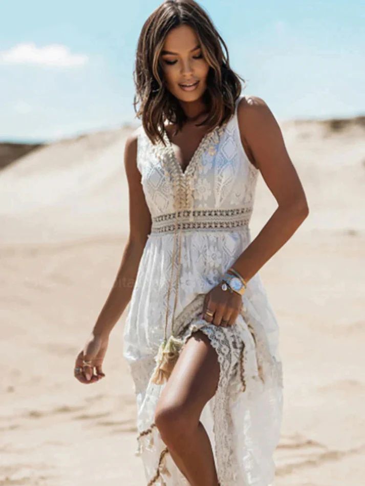 Women's Bohemian Dress with Flowy Silhouette | Elegant Vintage Charm for Effortless Style