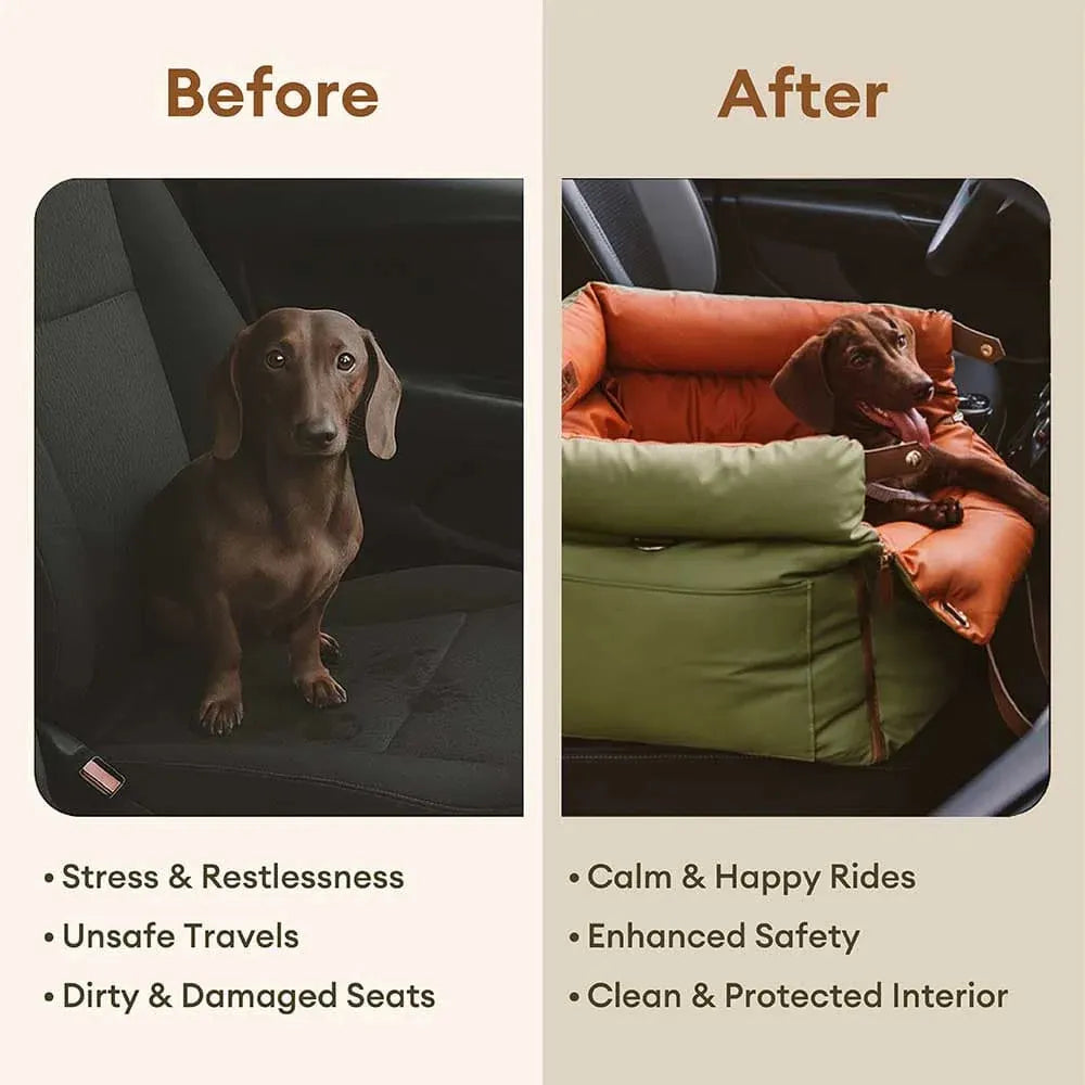 Dapper Dog Car Seat | Faux Leather, Comfortable Booster Seat for Pets 3