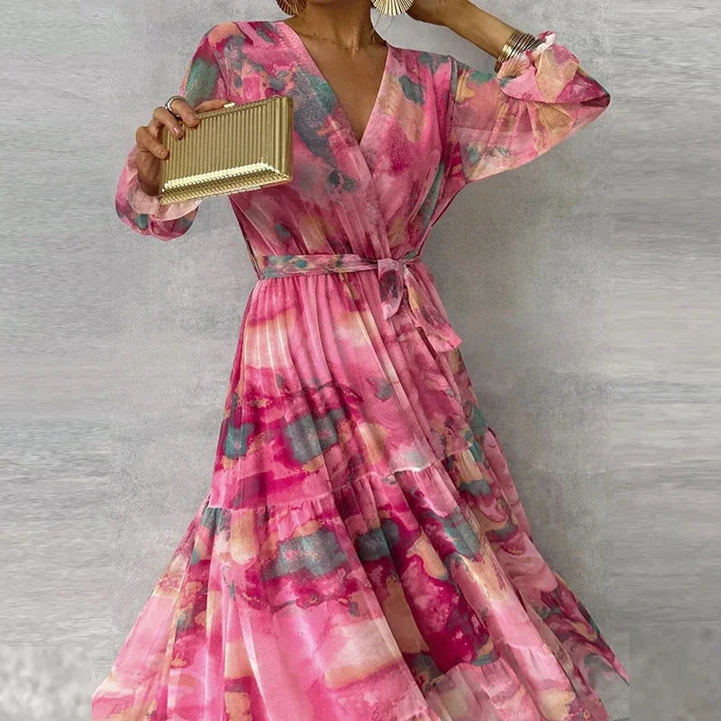 Elegant Floral Women's Dress with Flattering Flowing Silhouette | Perfect Wedding Guest Attire for Any Occasion