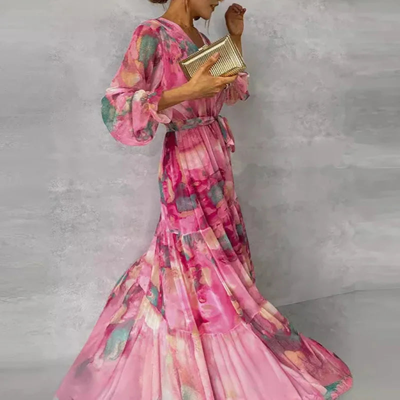 Elegant Floral Women's Dress with Flattering Flowing Silhouette | Perfect Wedding Guest Attire for Any Occasion