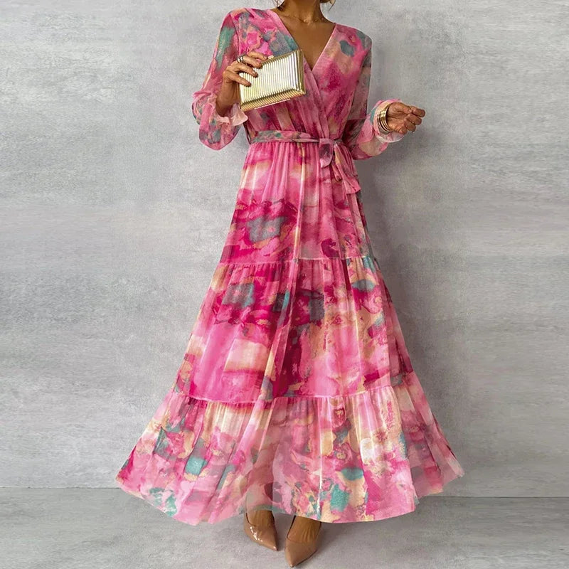 Elegant Floral Women's Dress with Flattering Flowing Silhouette | Perfect Wedding Guest Attire for Any Occasion
