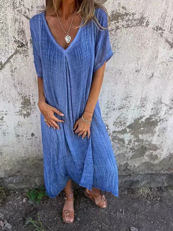 Women's Loose V-Neck Dress with Soft Breathable Fabric | Flattering Fit for Summer Style
