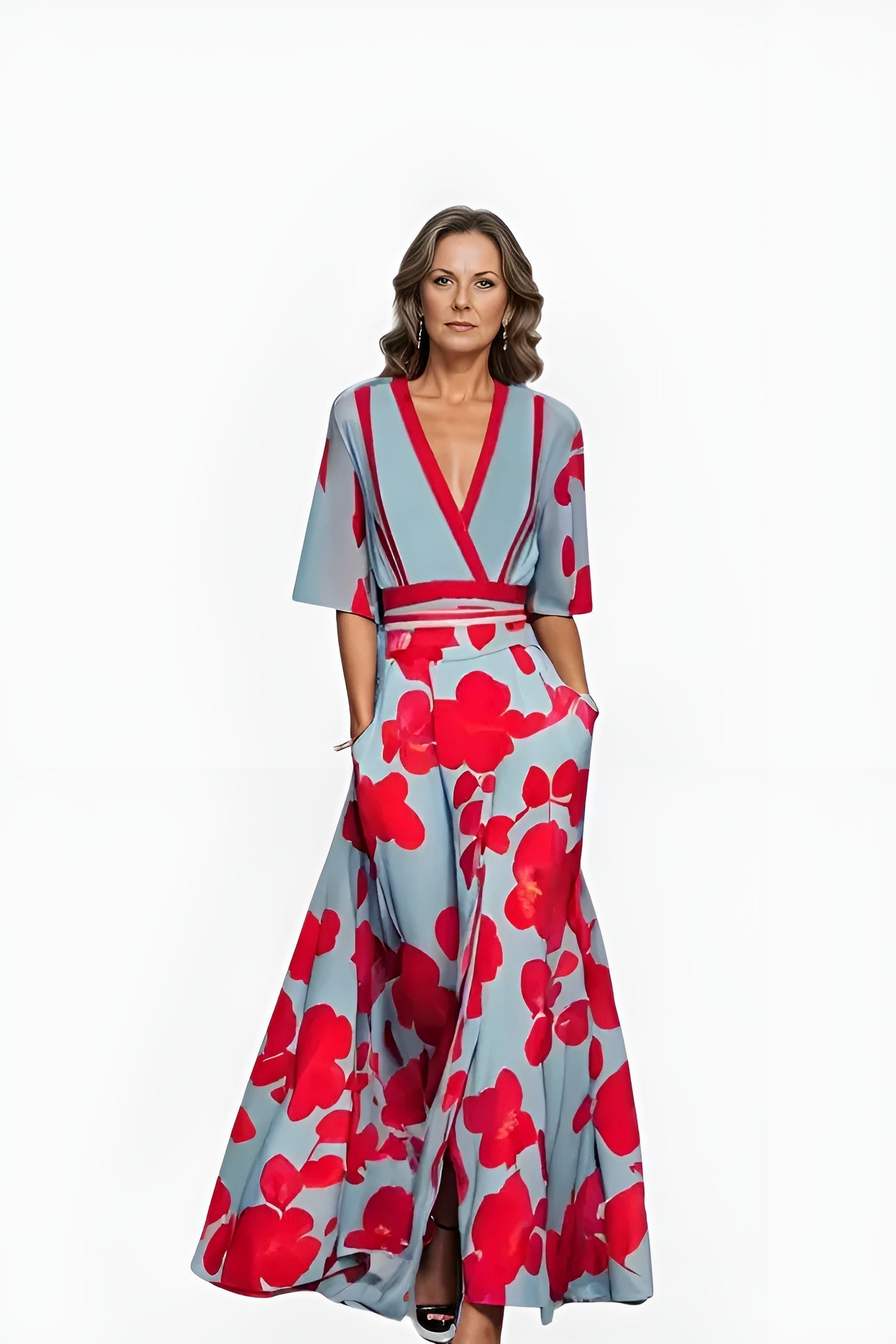 Women's Floral Wrap Dress with Flattering Fit | Elegant Summer Style for Wedding Guests