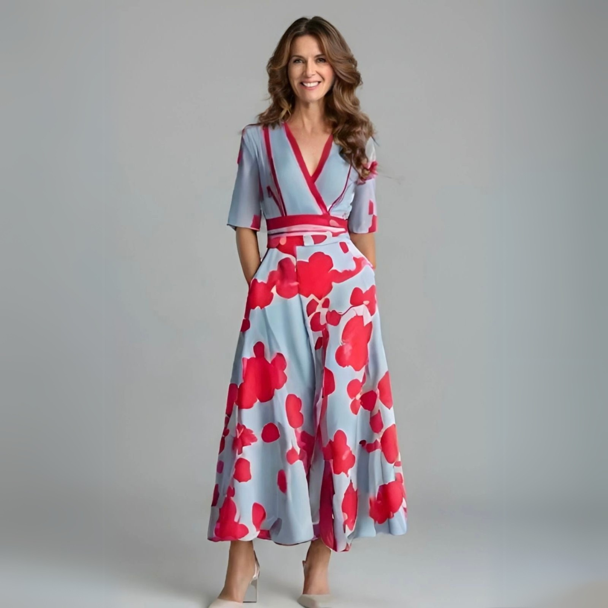 Women's Floral Wrap Dress with Flattering Fit | Elegant Style for Wedding Guests and Summer Events