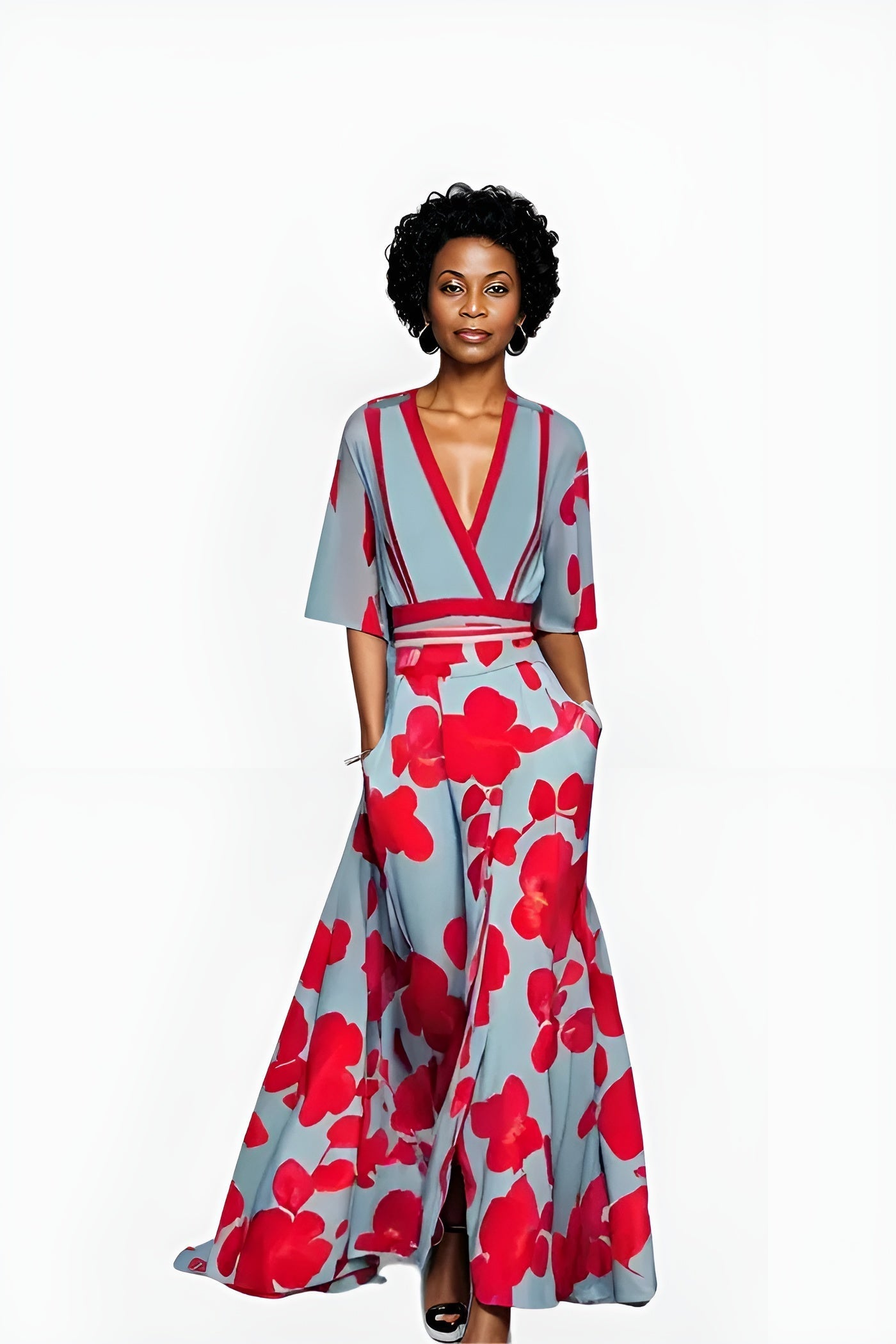 Women's Floral Wrap Dress with Flattering Fit | Elegant Style for Wedding Guests and Summer Events