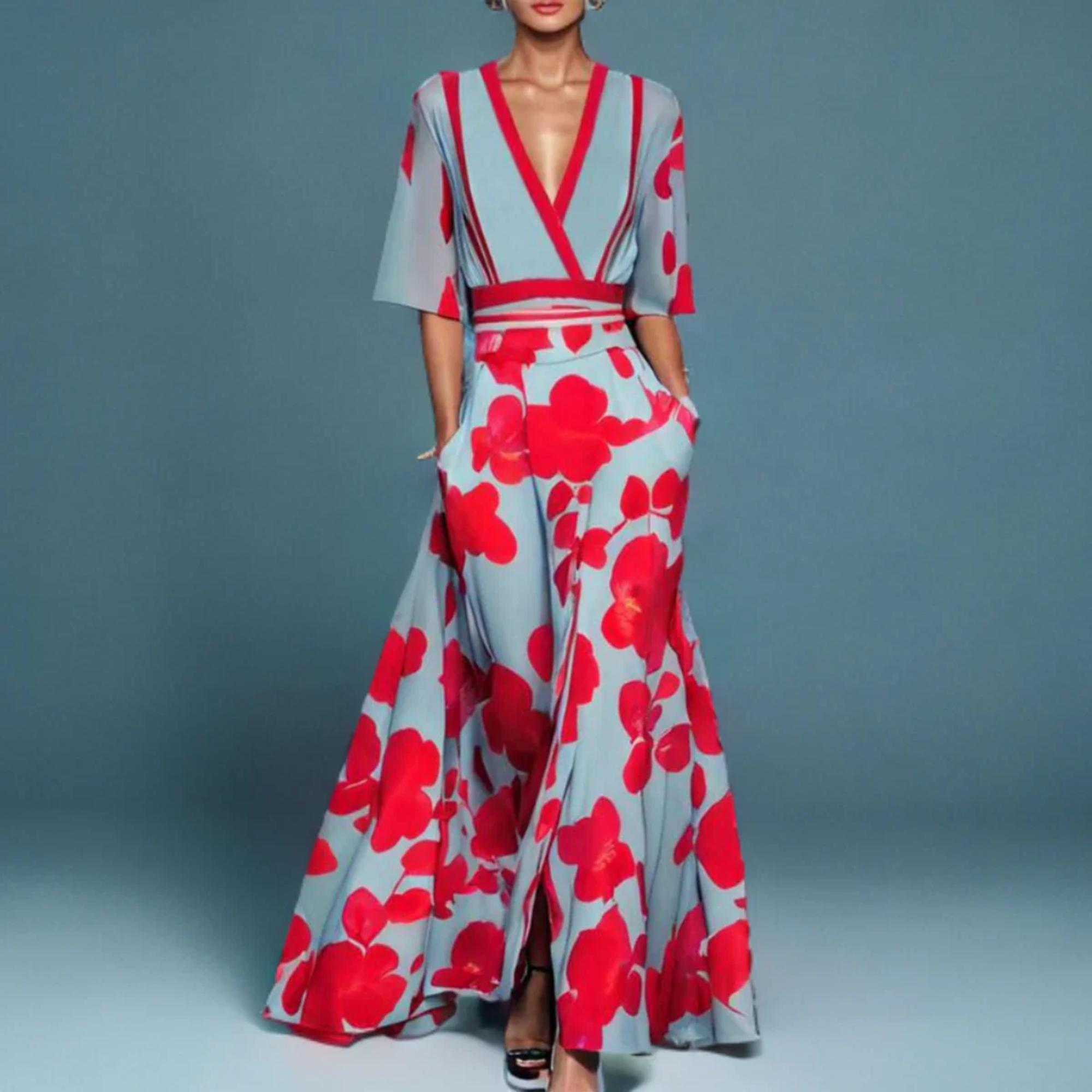 Women's Floral Wrap Dress with Flattering Fit | Elegant Style for Wedding Guests and Summer Events