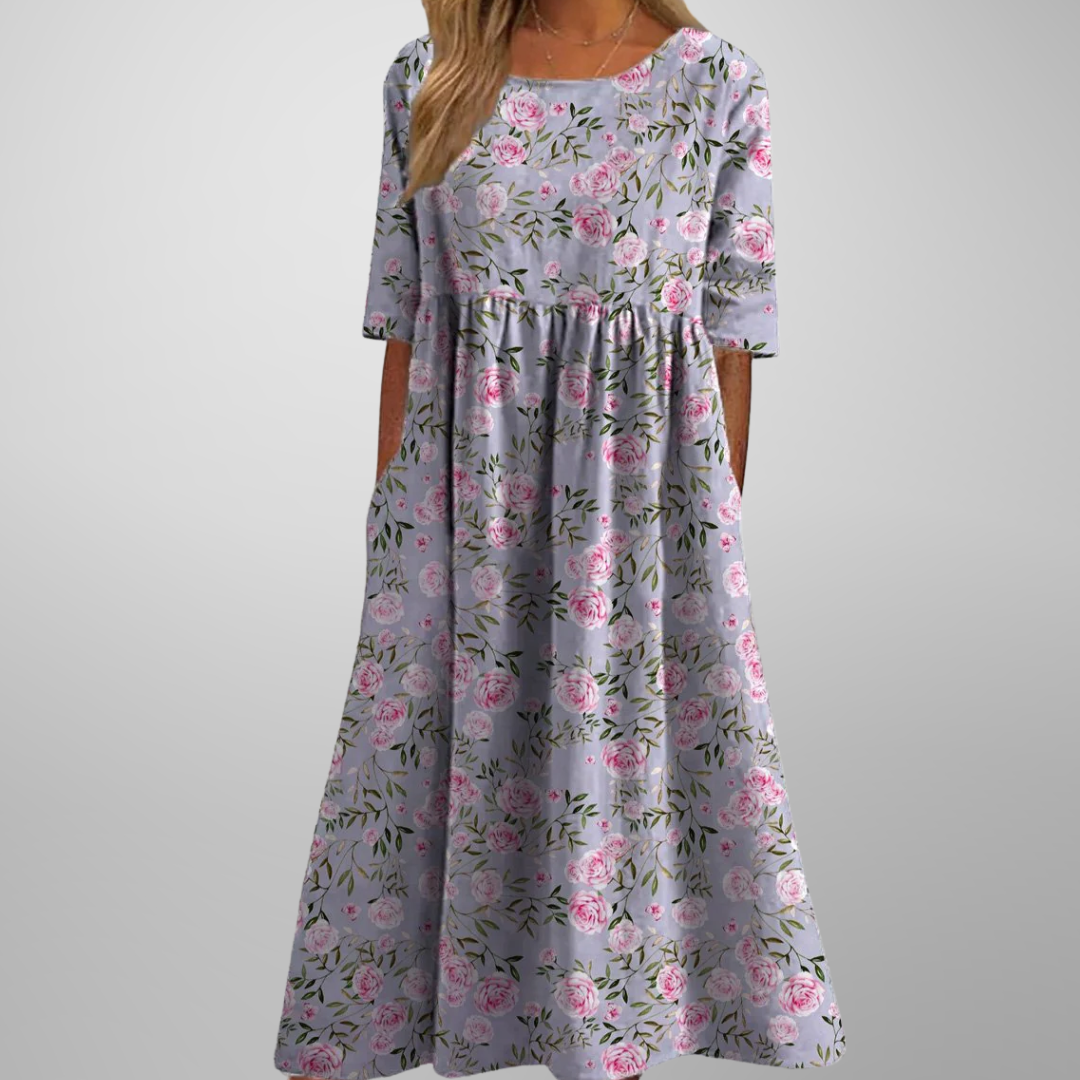Women's Floral Midi Dress with Flowing Cut | Effortless Elegance for Any Occasion