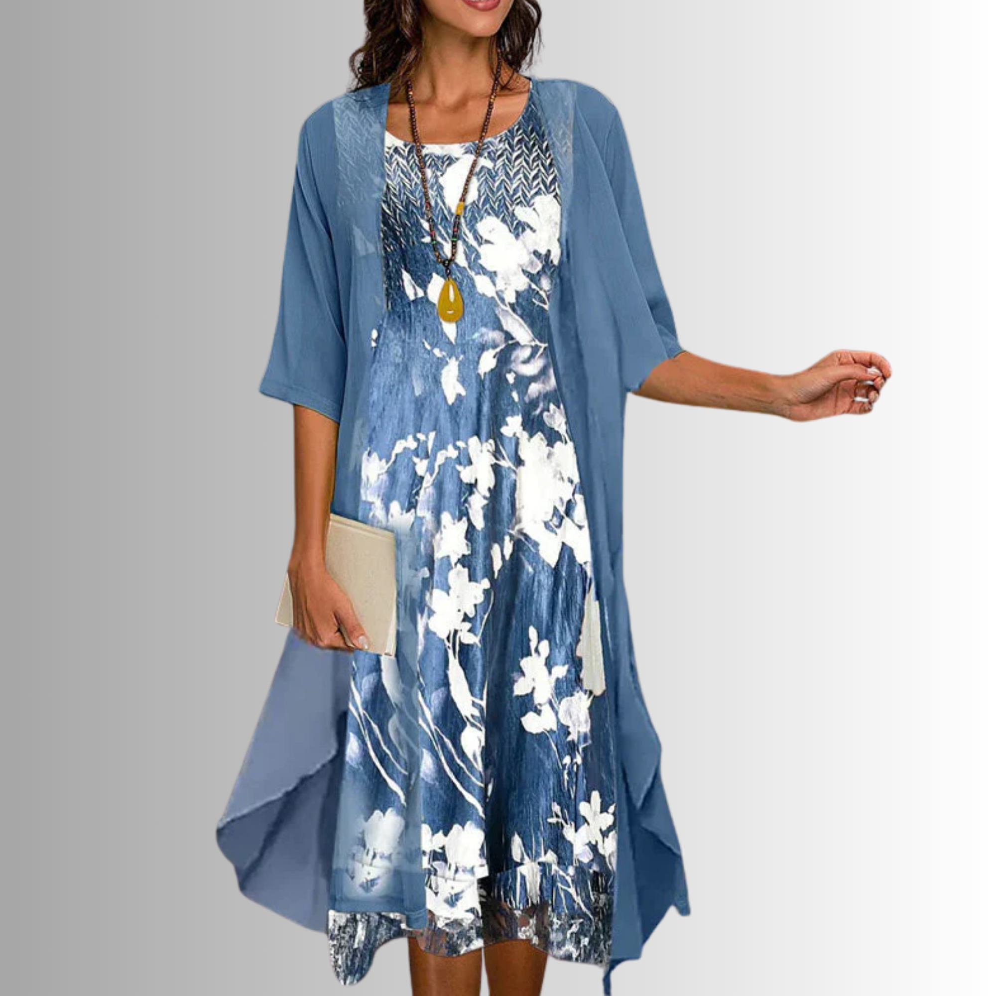 Women's Outfit 2-Piece Set with Lightweight Blouse & Flowy Dress for Effortless Style