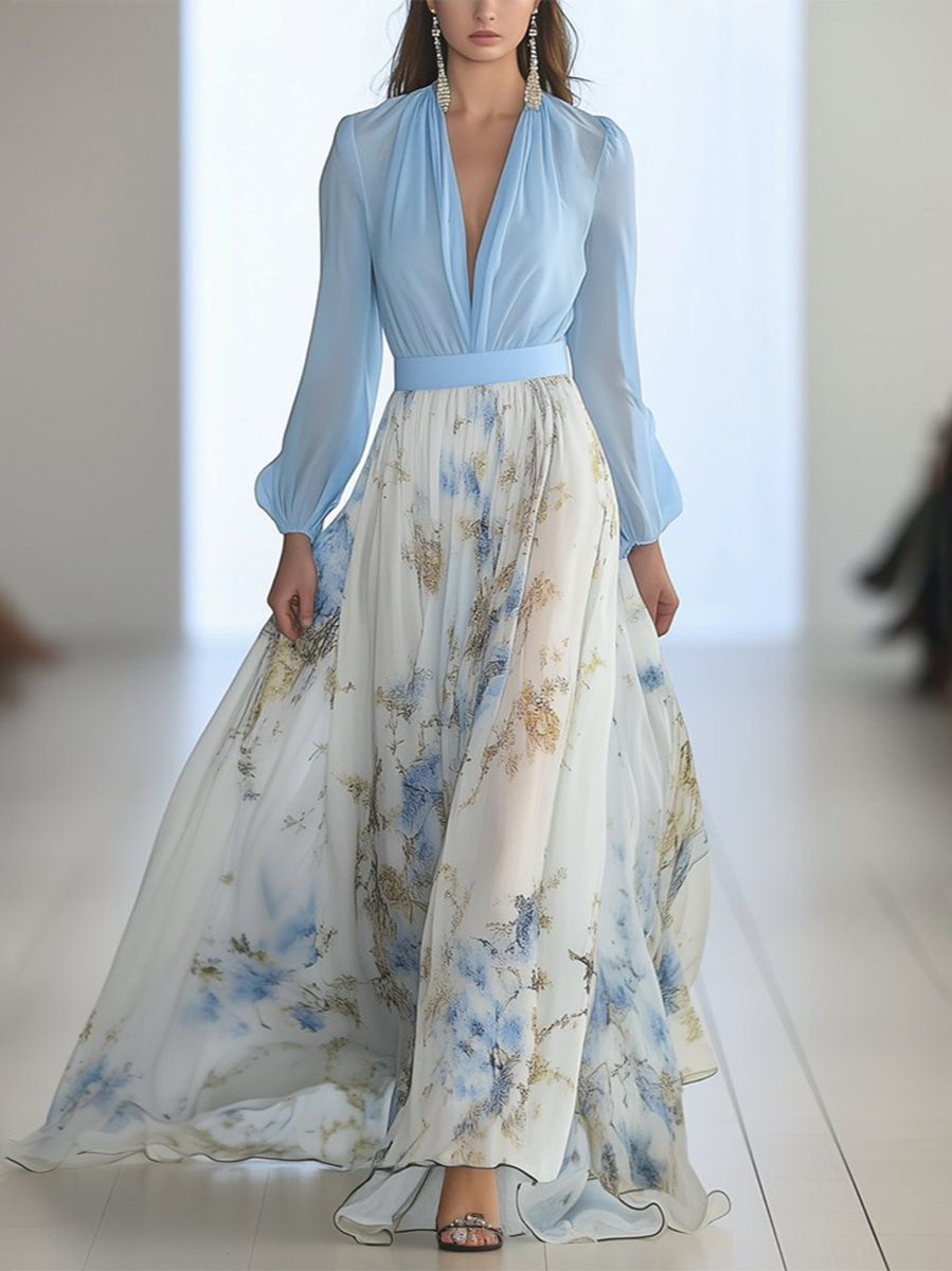 Floral Maxi Dress with Flattering V-Neck | Comfortable Fit for Effortless Style
