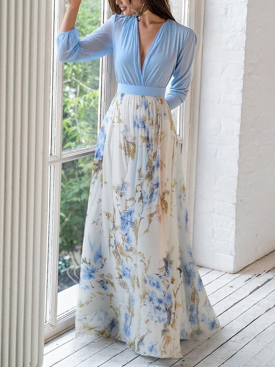 Floral Maxi Dress with Flattering V-Neck | Comfortable Fit for Effortless Style