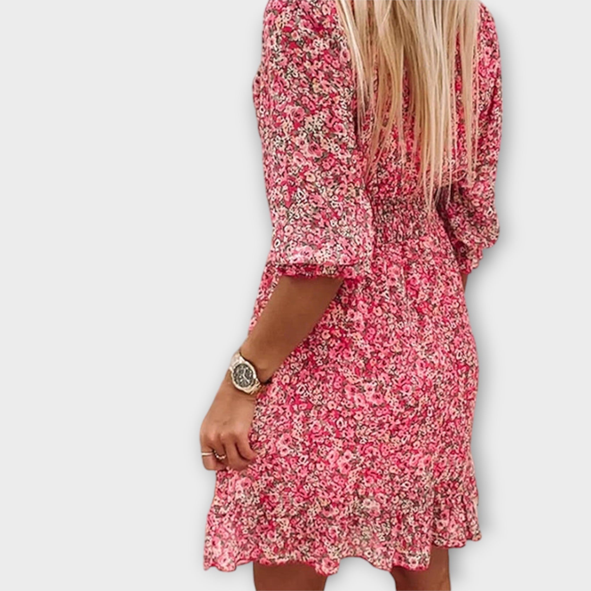 Linda Collection | Women's Dress with Floral Puff Sleeves | Airy Summer Style for Effortless Elegance