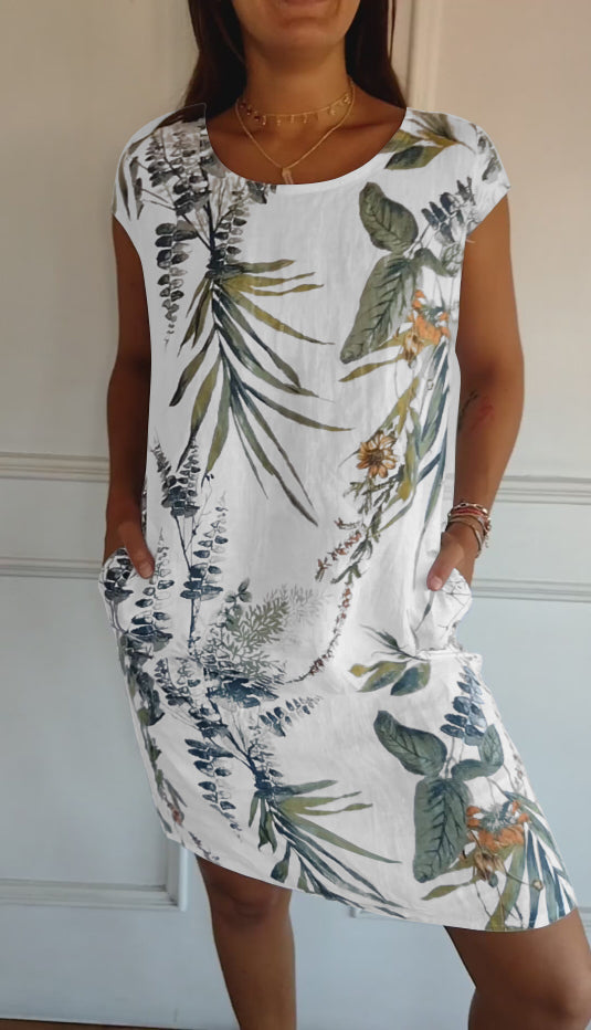 Women's Summer Dress with Soft Fabric & Round Neck | Versatile White Dress for Effortless Elegance