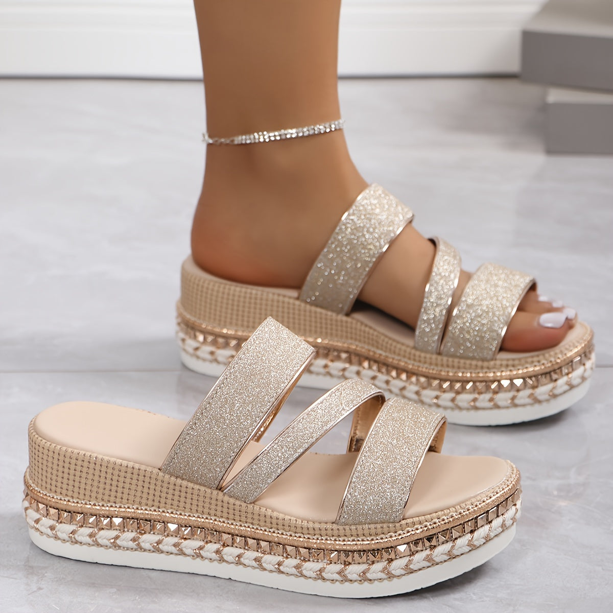 Pamela | Women's Sandals with Ergonomic Support & Stylish Champagne Color | All-Day Comfort for Effortless Elegance 1