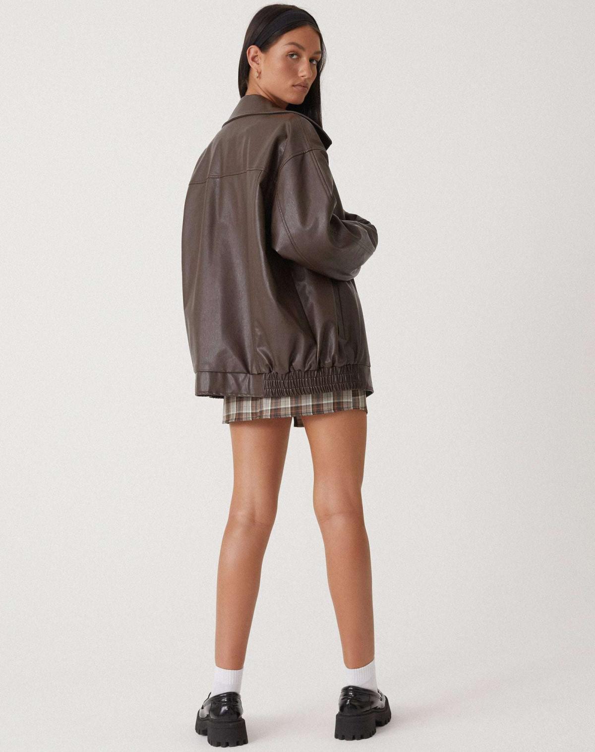 Raven Women's Oversized Bomber Jacket | Soft Leather, Casual Chic 3