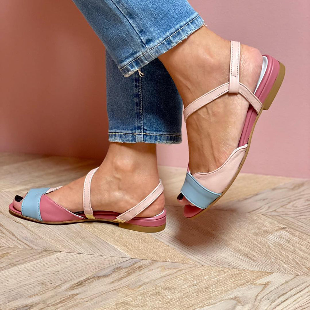 Women's Sandals with Asymmetrical Color Block Design | Stylish Open-Toe Comfort for Summer Outings