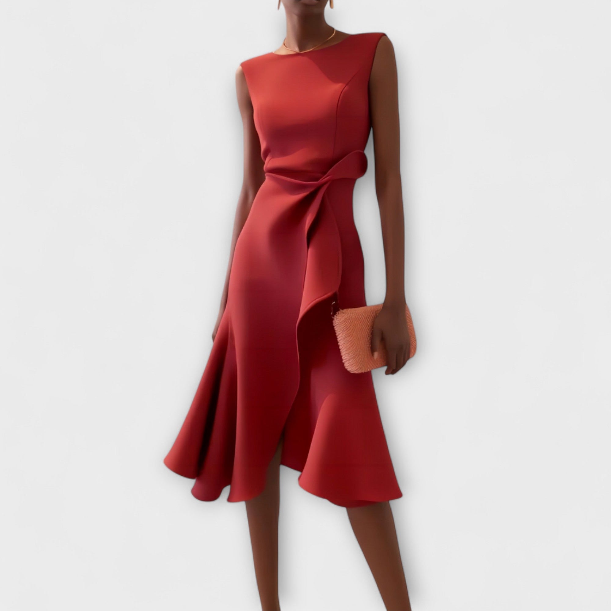 Asymmetric Midi Dress with Draped Detail | Elegant Style for Effortless Movement