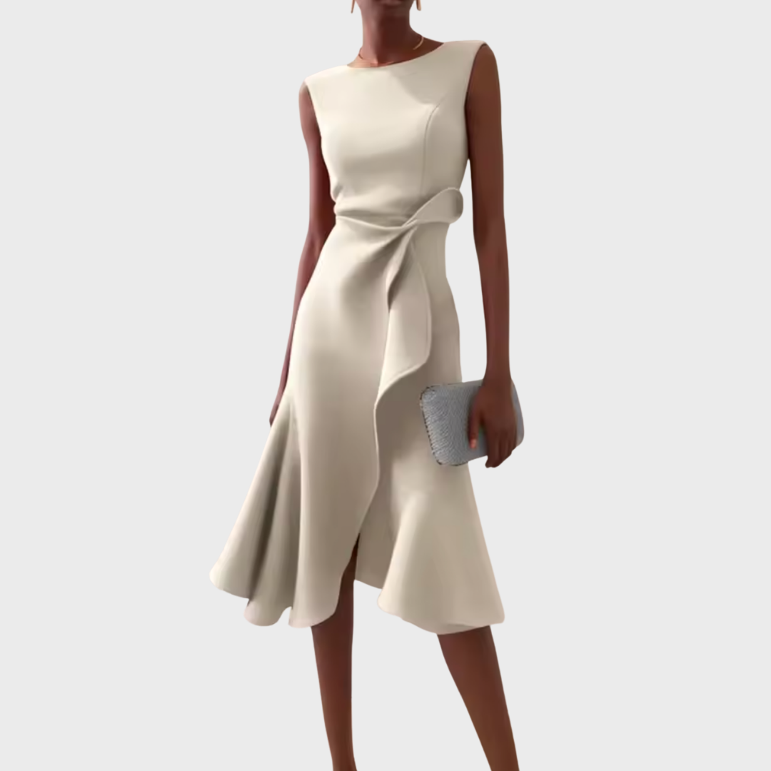 Asymmetric Midi Dress with Draped Detail | Elegant Style for Effortless Movement