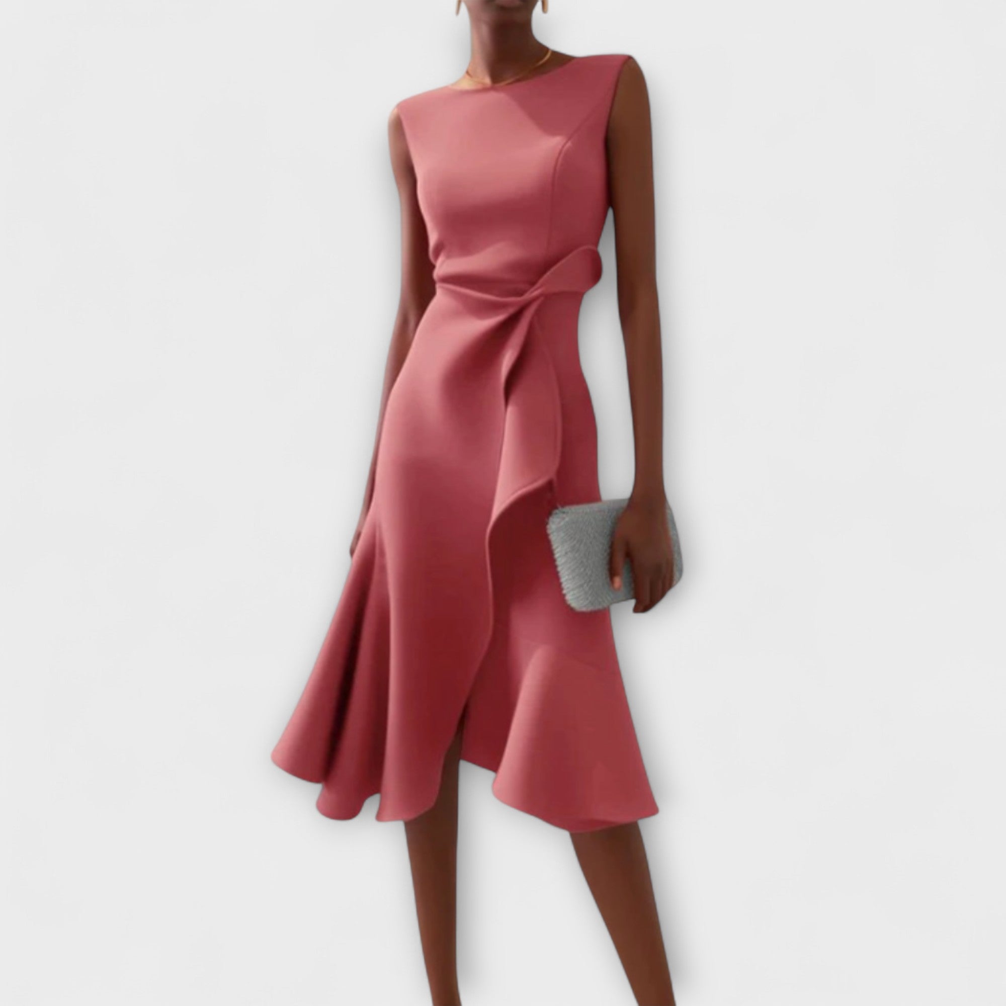Asymmetric Midi Dress with Draped Detail | Elegant Style for Effortless Movement