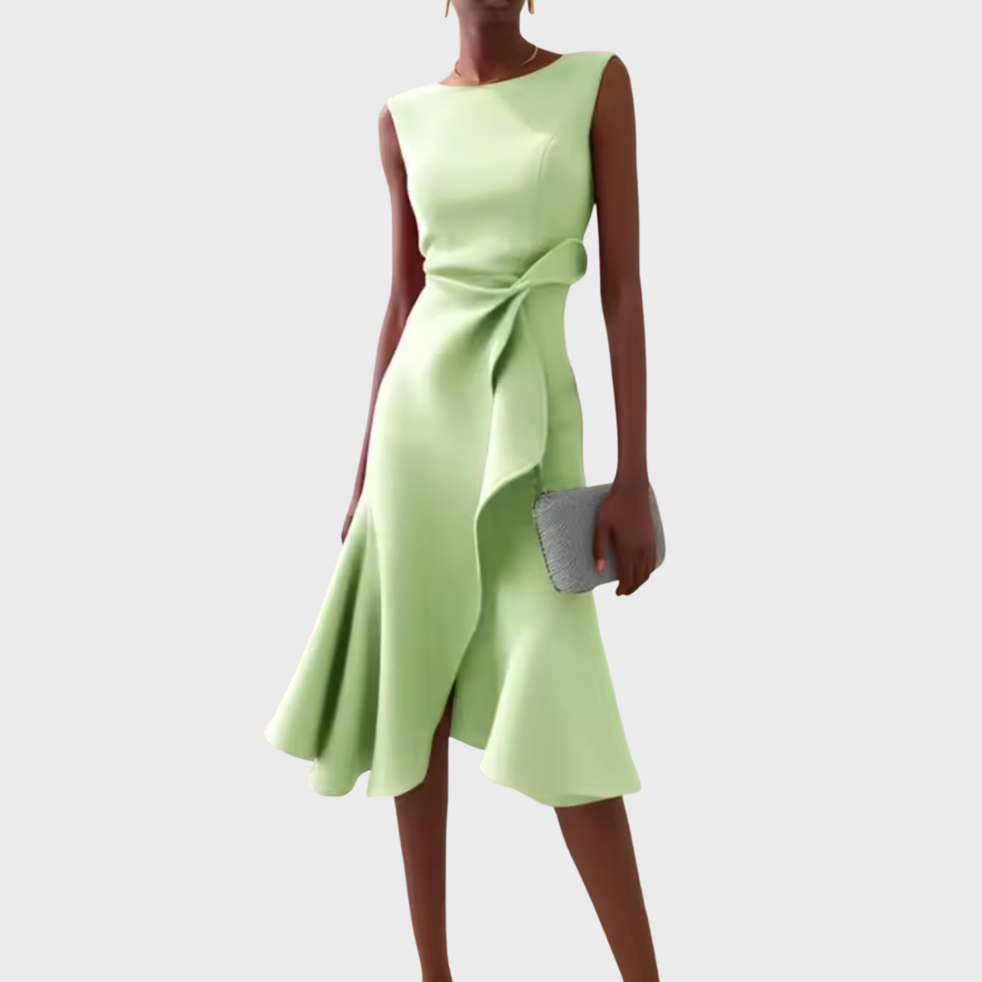 Asymmetric Midi Dress with Draped Detail | Elegant Style for Effortless Movement