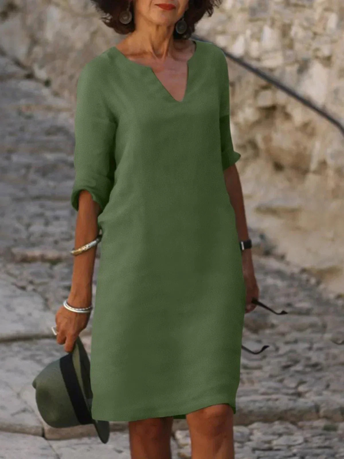 Women's Elegant V-Neck Dress with Flattering Belly Coverage | Perfect for Weddings and Summer Events