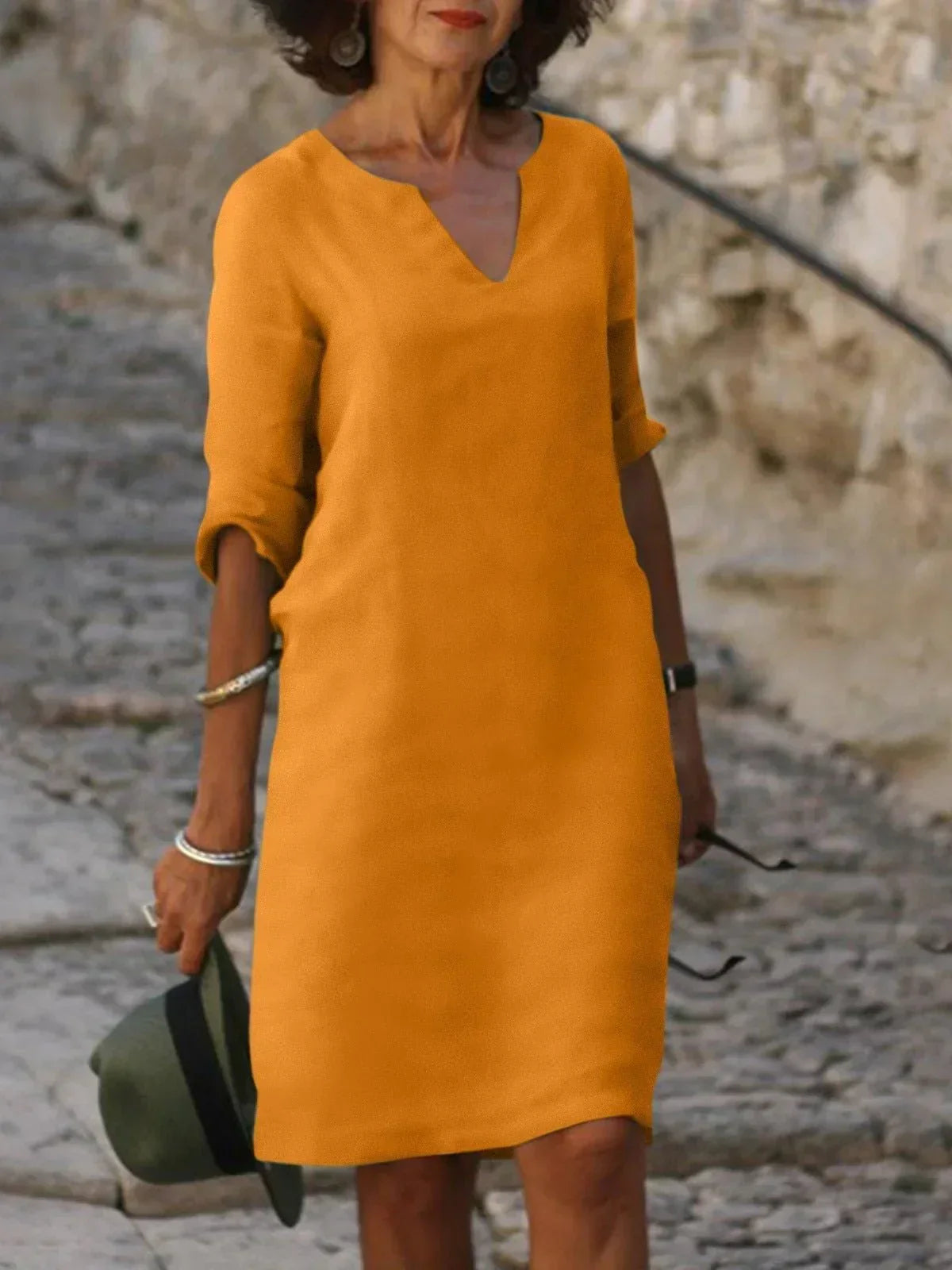 Women's Elegant V-Neck Dress with Flattering Belly Coverage | Perfect for Weddings and Summer Events
