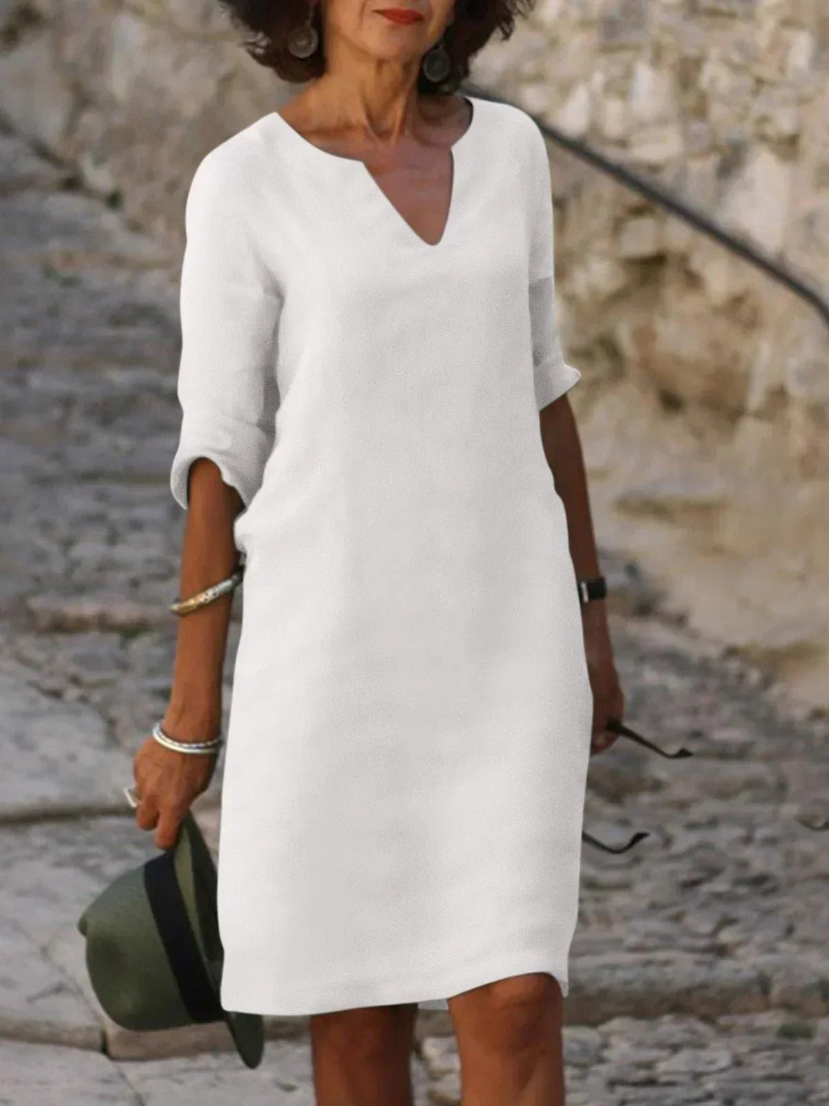 Women's Elegant V-Neck Dress with Flattering Belly Coverage | Perfect for Weddings and Summer Events
