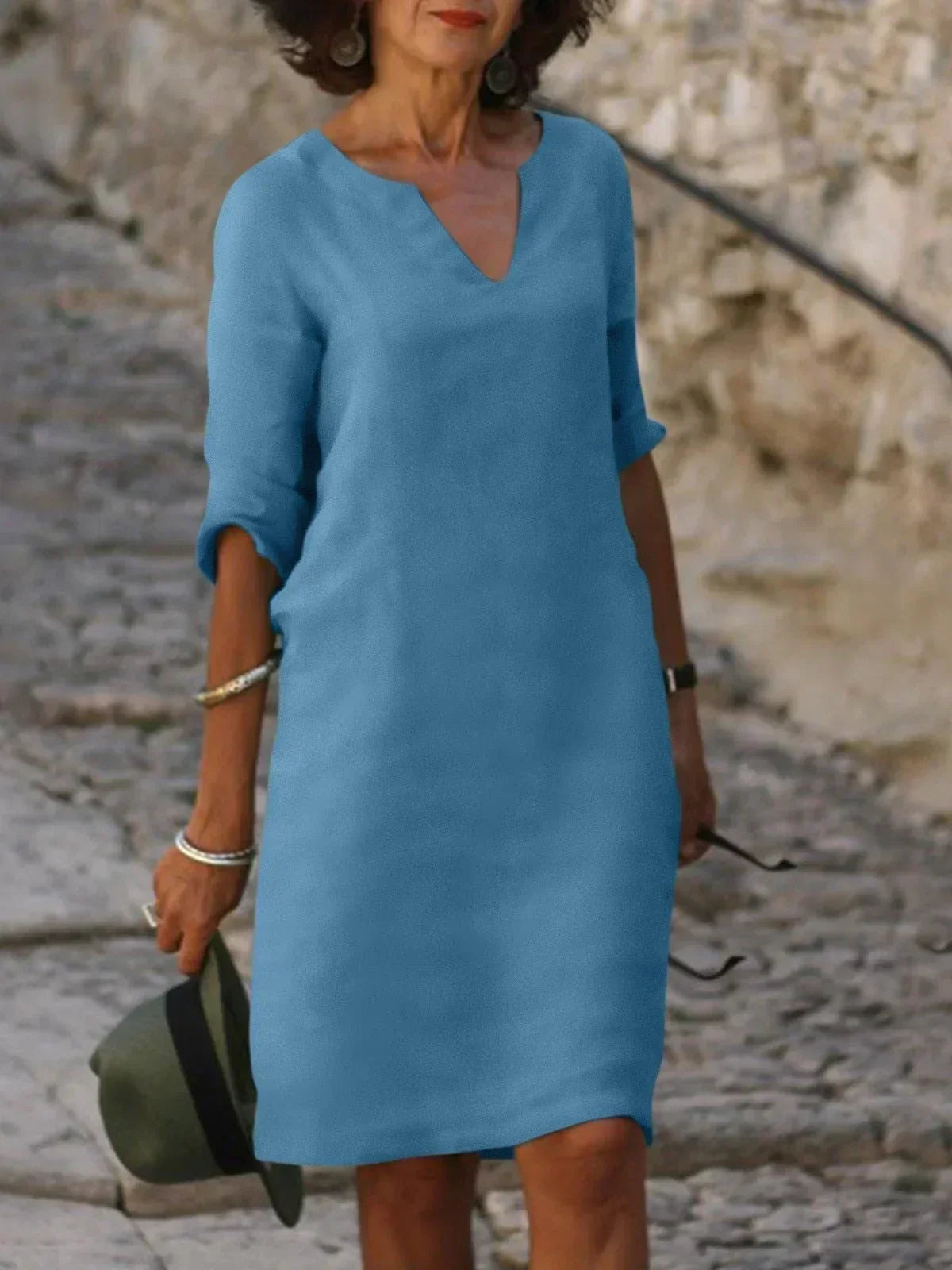 Women's Elegant V-Neck Dress with Flattering Belly Coverage | Perfect for Weddings and Summer Events