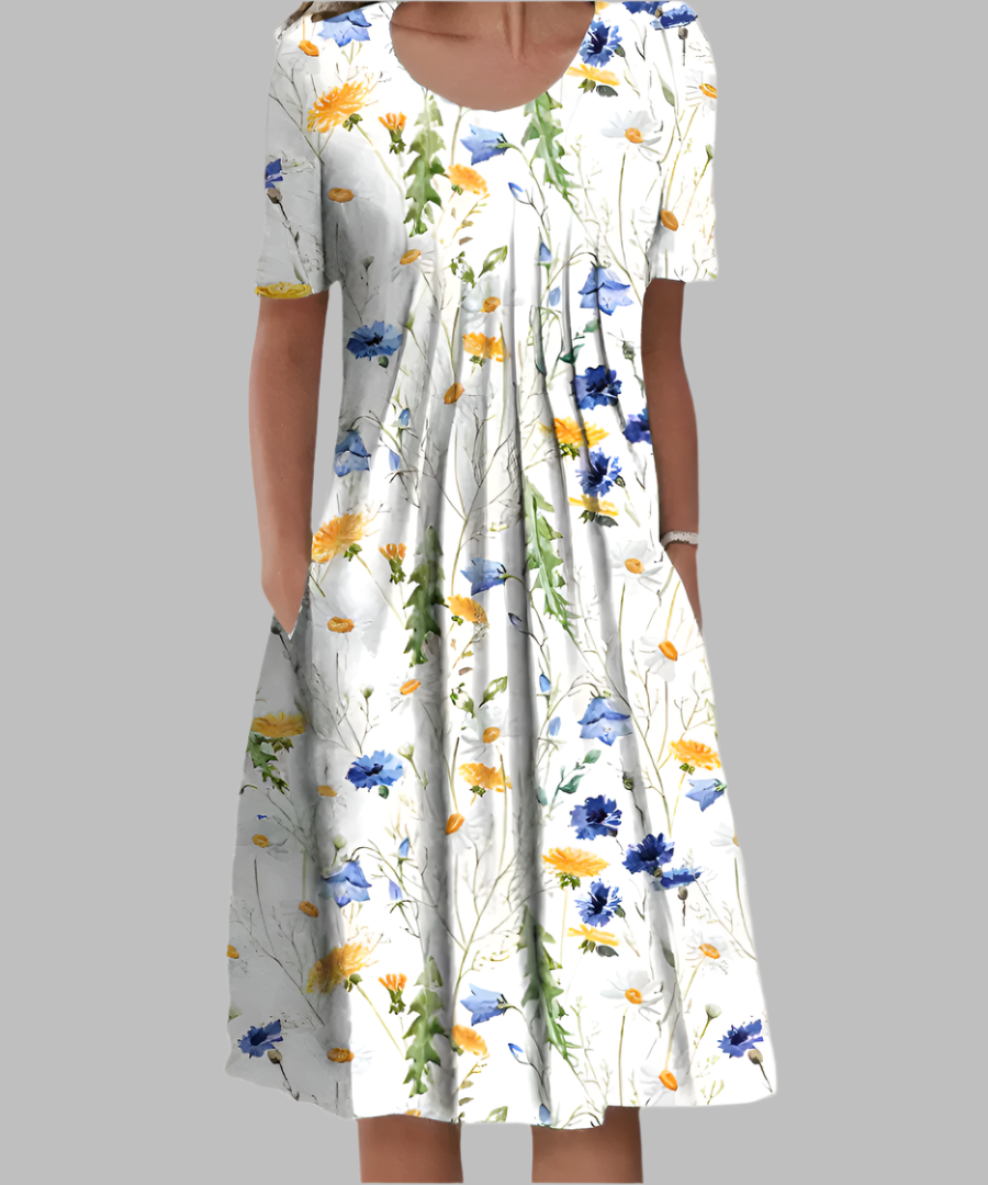 Tina | White Midi Dress for Women with Tummy-Smoothing Fit | Elegant Design for Effortless Style