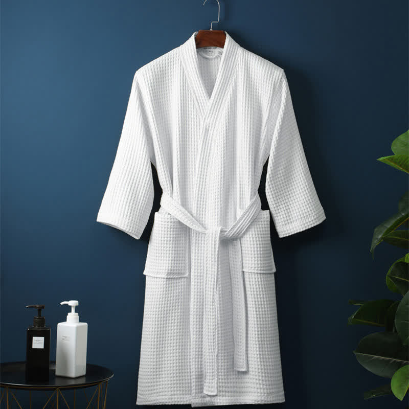 Waffle Cotton Men's Robe | Soft, Lightweight, Breathable Bathrobe for Everyday Comfort 8