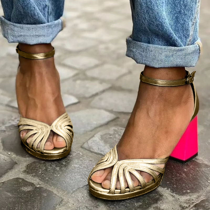 Classic Open Toe Women's Sandals with Supportive Ankle Strap | Bold Block Heel for All-Day Comfort