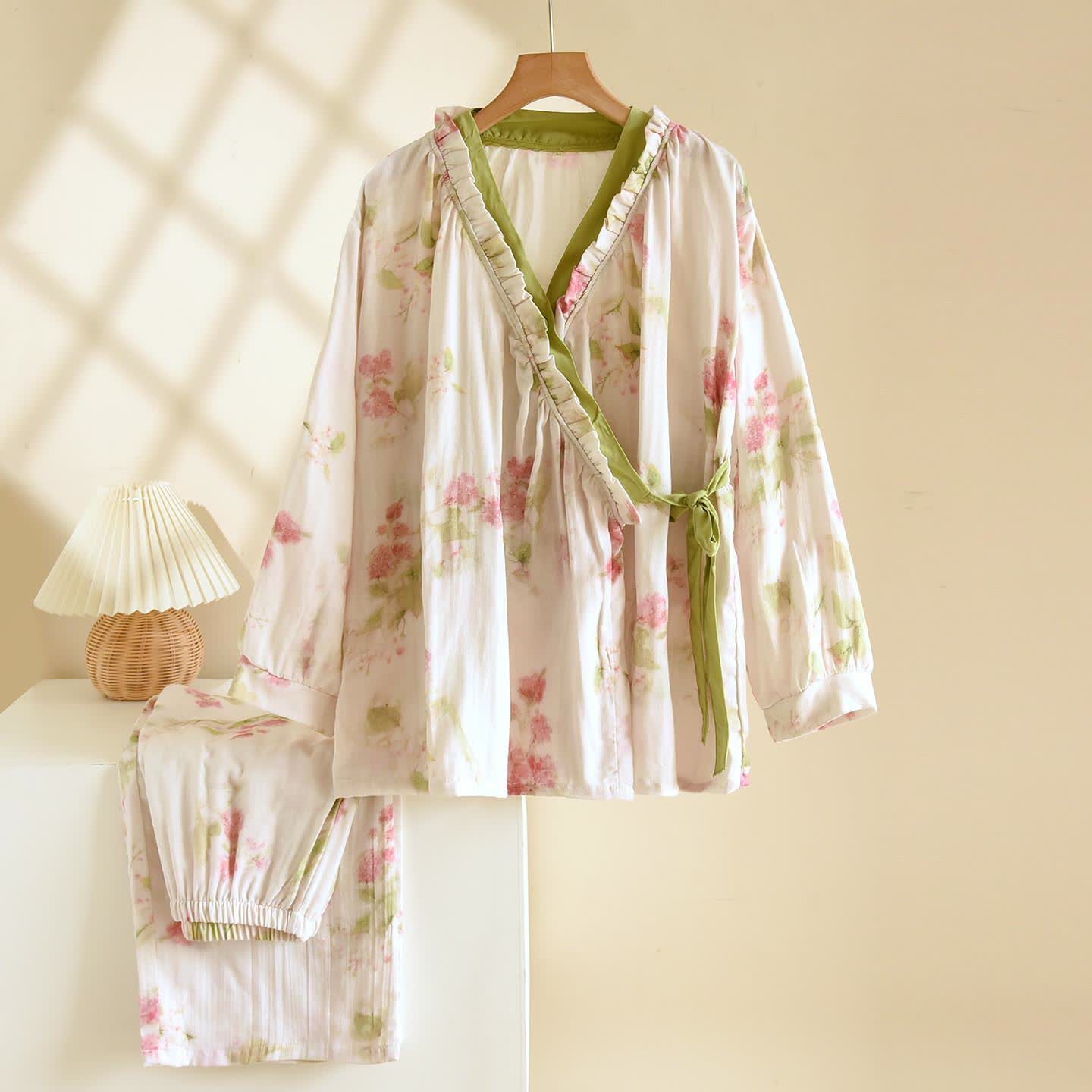 Cora Loungewear Set | Cotton Gauze, Peony Pattern 0
