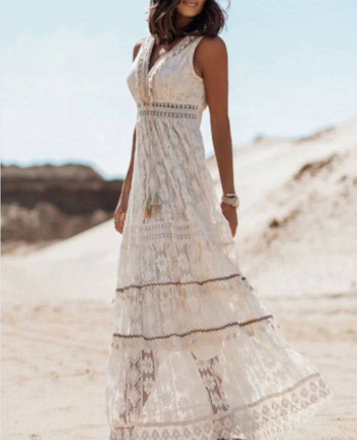 Women's Bohemian Dress with Flowy Silhouette | Elegant Vintage Charm for Effortless Style
