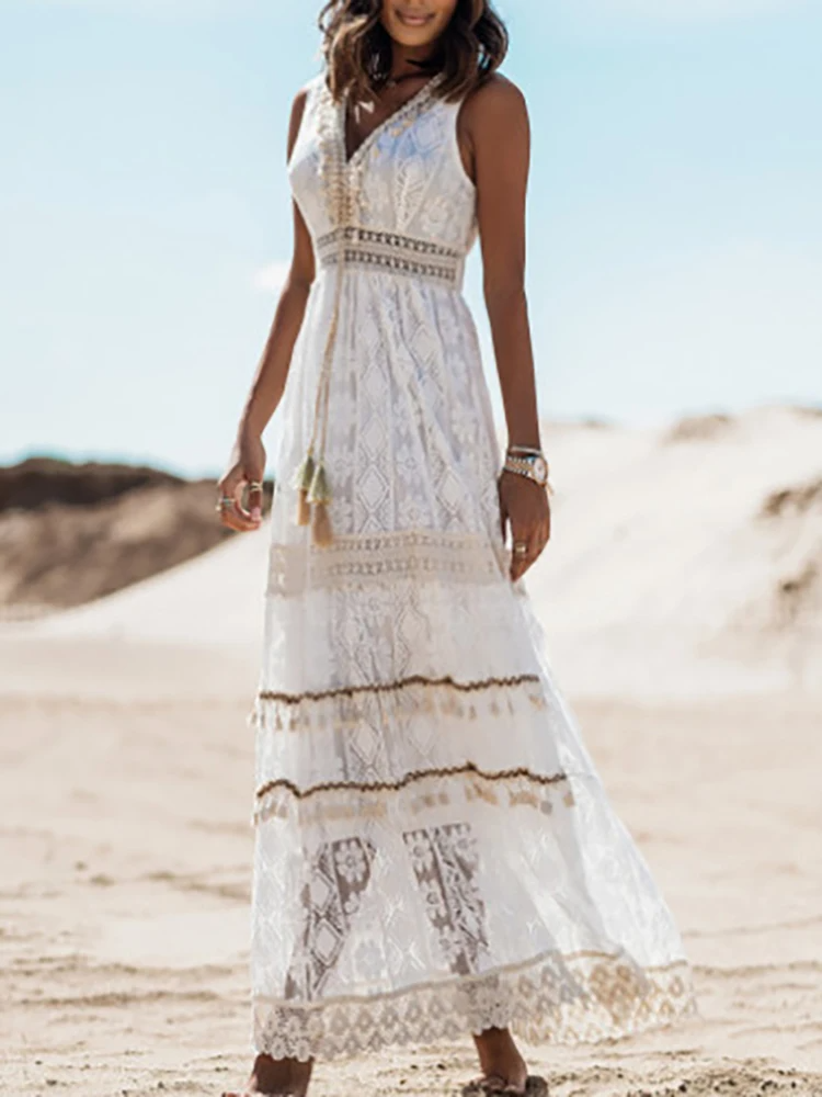 Women's Bohemian Dress with Flowy Silhouette | Elegant Vintage Charm for Effortless Style