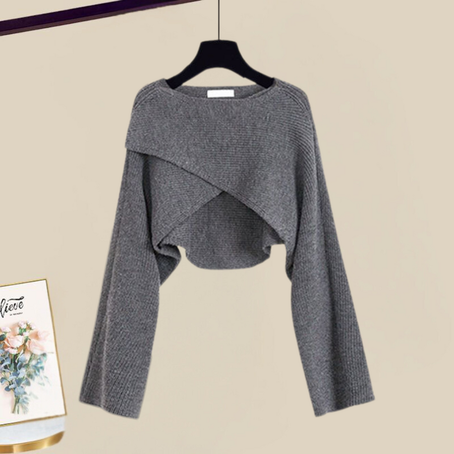 Women's Dress Set with A-Line Dress & Cropped Sweater | Versatile Style for Any Occasion