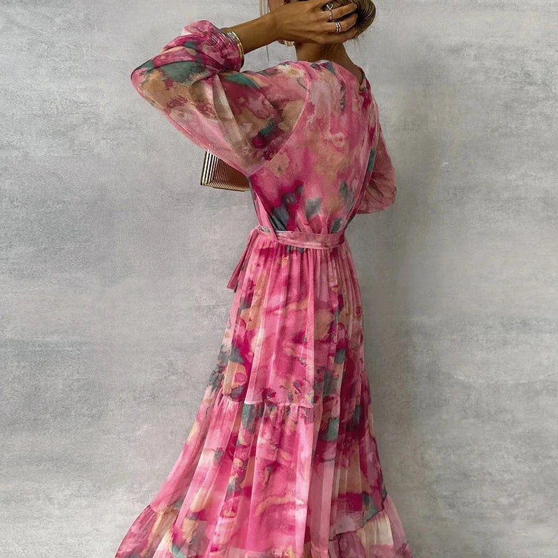 Elegant Floral Women's Dress with Flattering Flowing Silhouette | Perfect Wedding Guest Attire for Any Occasion