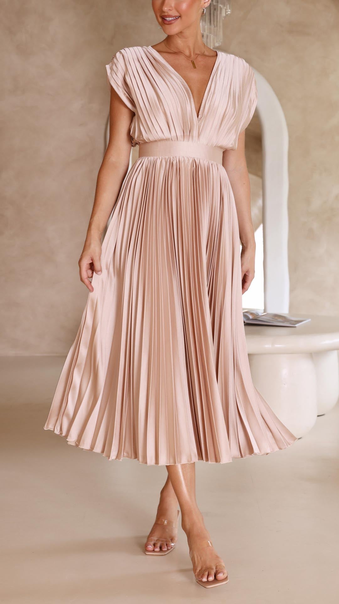 Maxi Dress | Flattering Draped V-Neckline for Effortless Sophistication