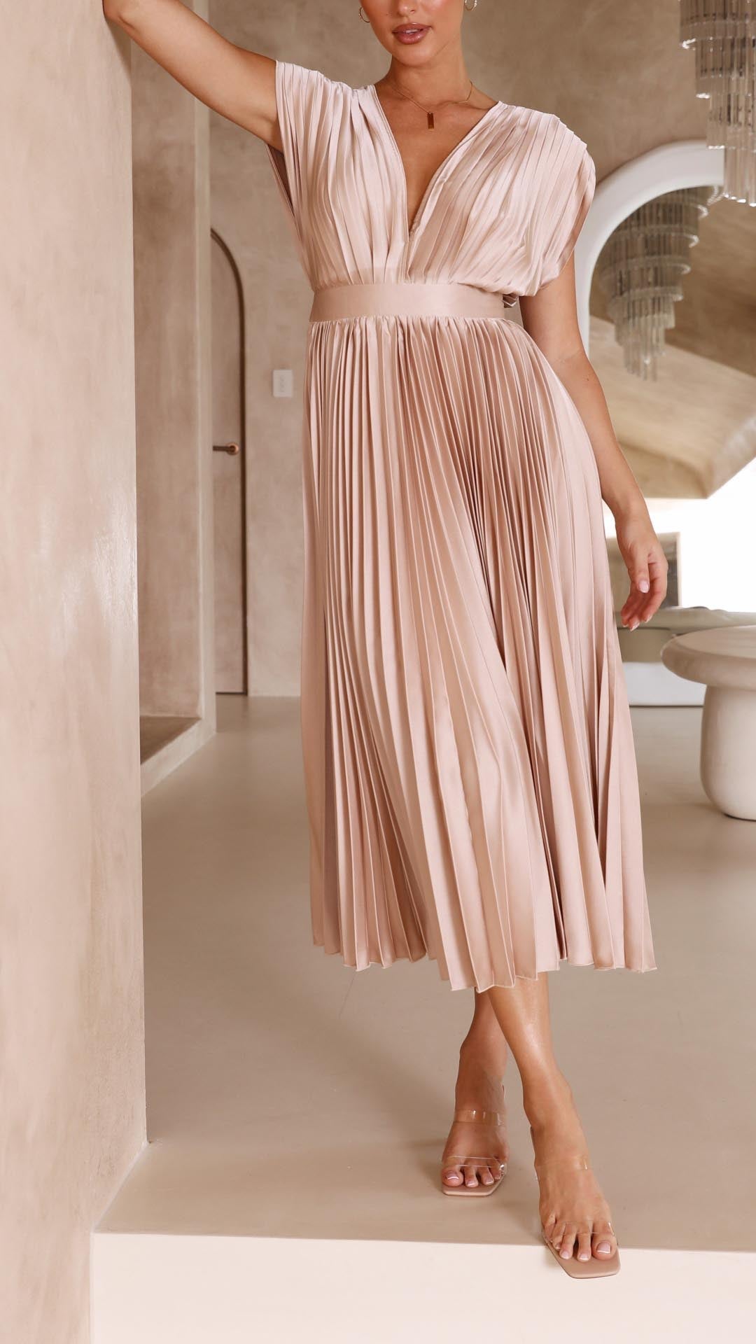 Maxi Dress | Flattering Draped V-Neckline for Effortless Sophistication