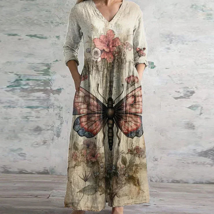 Elegant Retro Floral Maxi Dress for Women with Flattering Fit | Lightweight & Versatile for Any Occasion