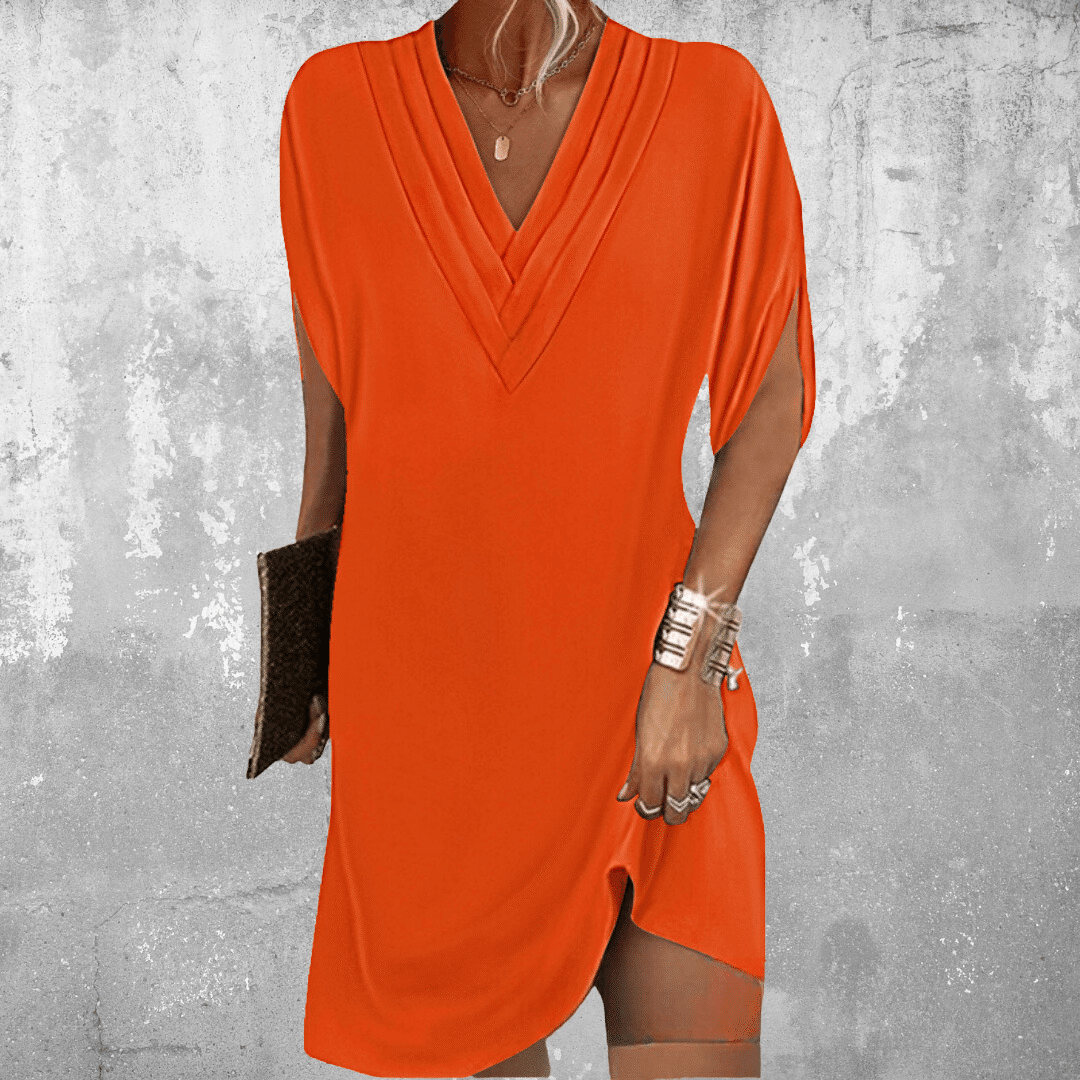 Elegant Women's Dress with Flattering V-Neckline | Versatile Black Dress for Any Occasion