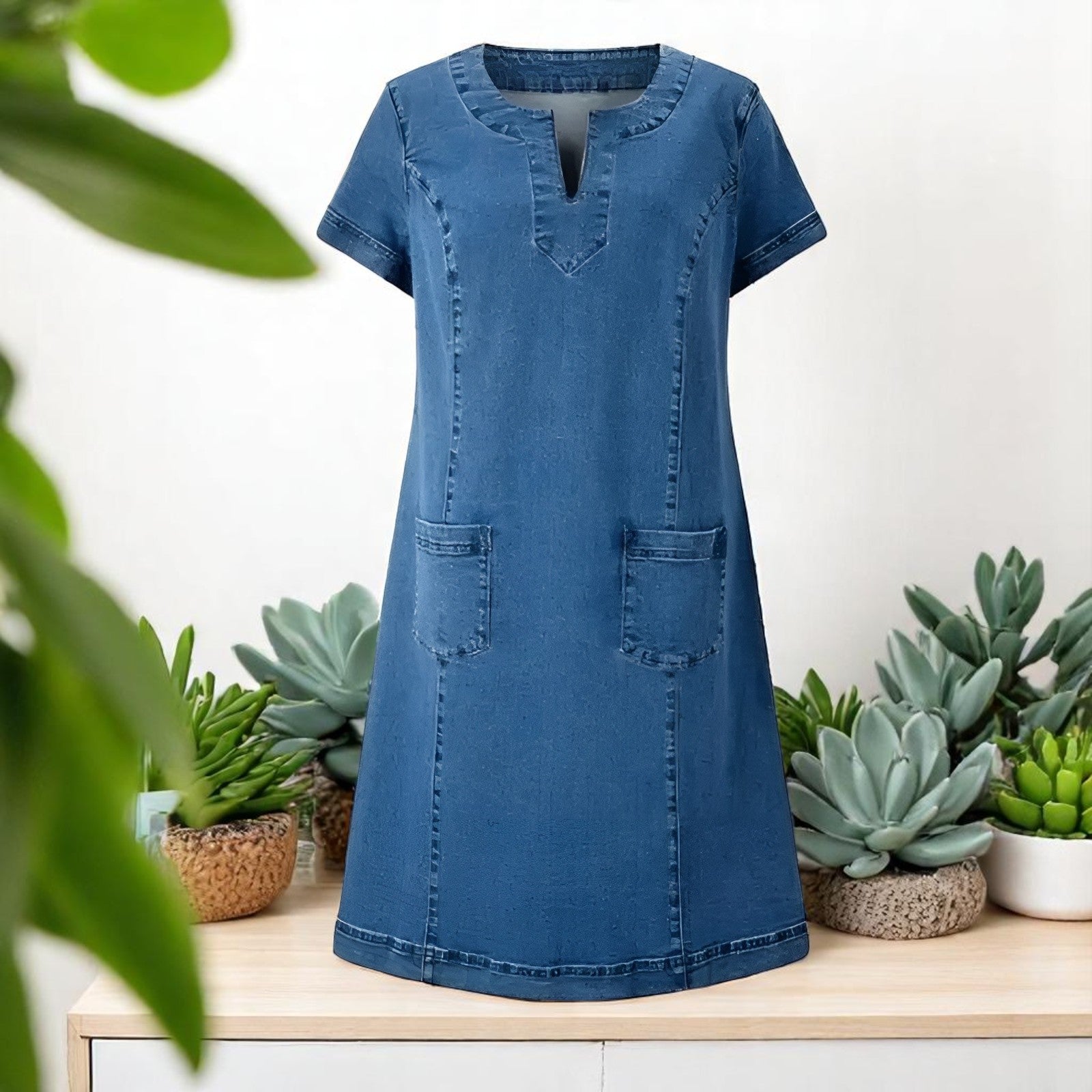 Denim Dress Women with Relaxed Fit & Pockets | Effortless Everyday Style