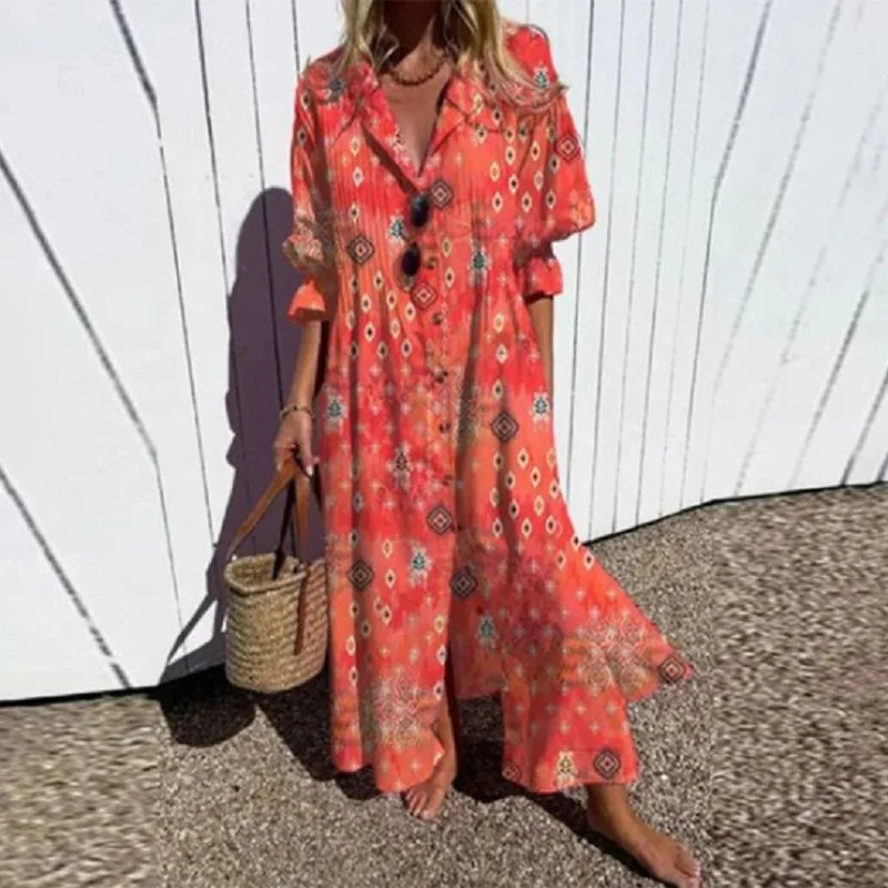Women's Bohemian Maxi Dress with Flattering Fit | Lightweight Fabric for All-Day Comfort