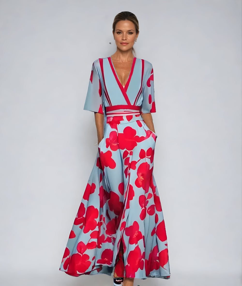 Women's Floral Wrap Dress with Flattering Fit | Elegant Summer Style for Wedding Guests