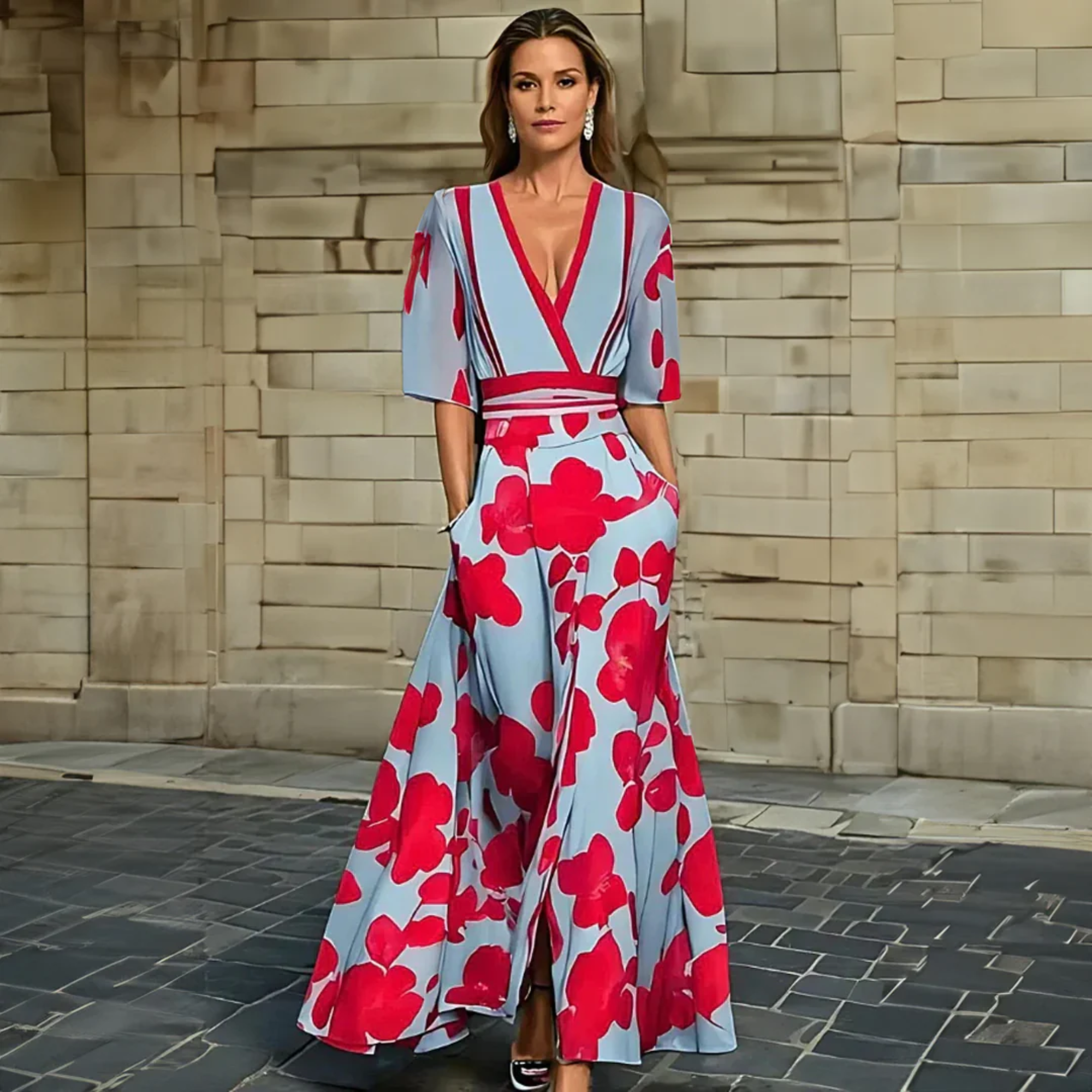Women's Floral Wrap Dress with Flattering Fit | Elegant Style for Wedding Guests and Summer Events