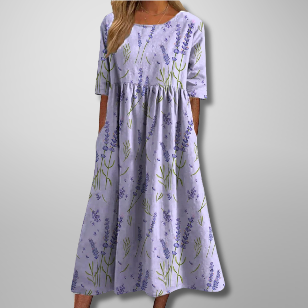 Women's Floral Midi Dress with Flowing Cut | Effortless Elegance for Any Occasion