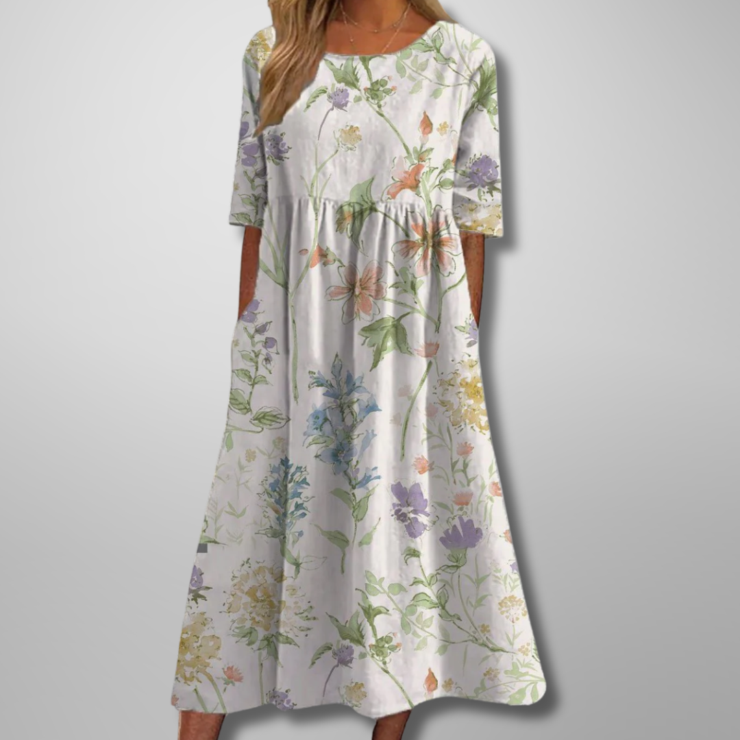 Women's Floral Midi Dress with Flowing Cut | Effortless Elegance for Any Occasion